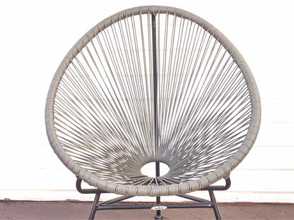 Outdoor3 Piece Plastic String Contemporary Grey Chair Set with Side Table