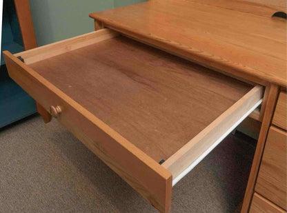 Oak 4 Drawer Desk & Hutch Top
