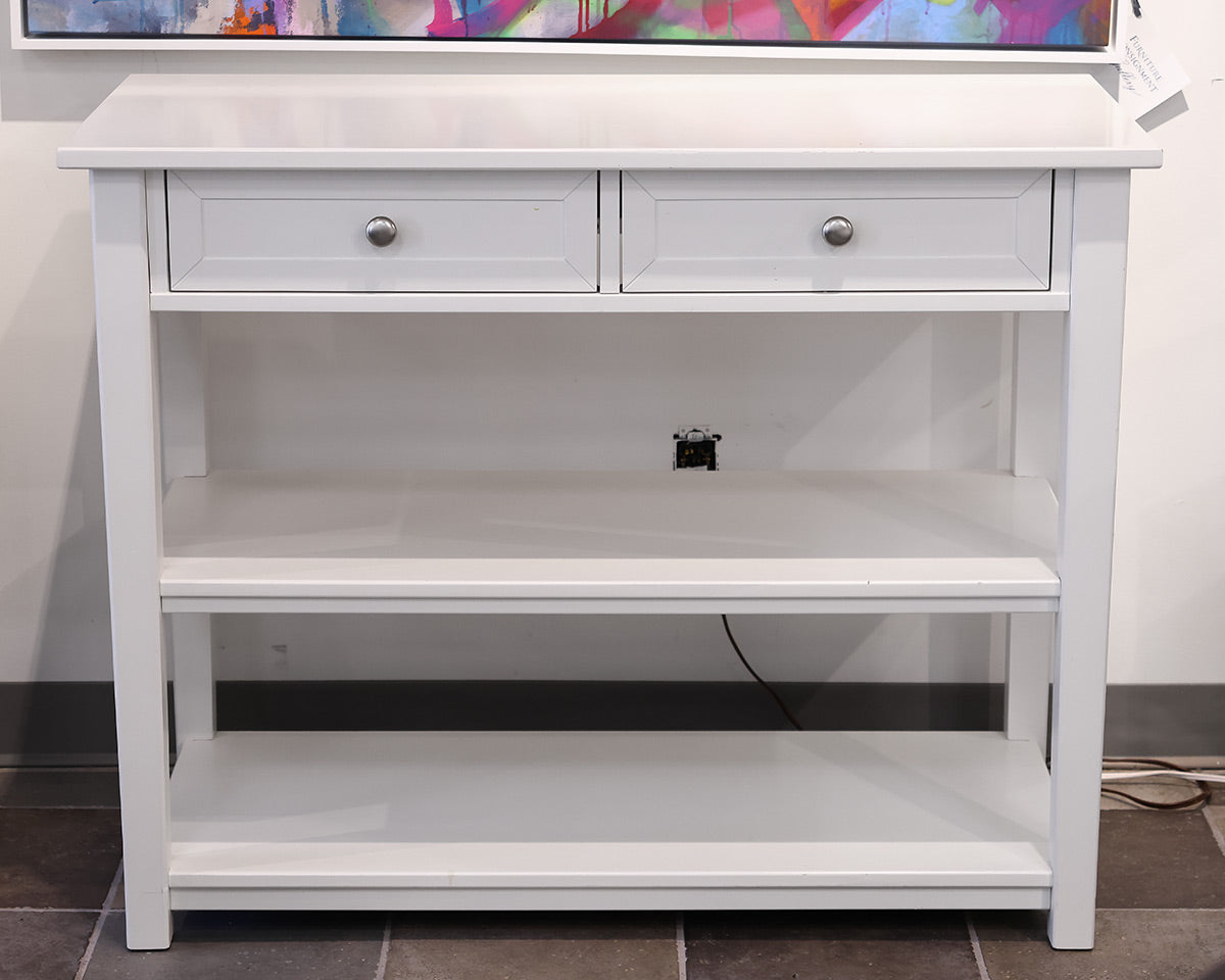 PB Kids 2-Drawer Console with Shelves in White