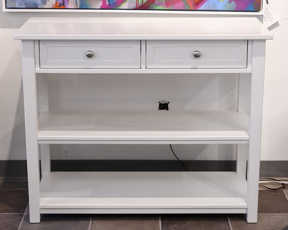 PB Kids 2-Drawer Console with Shelves in White