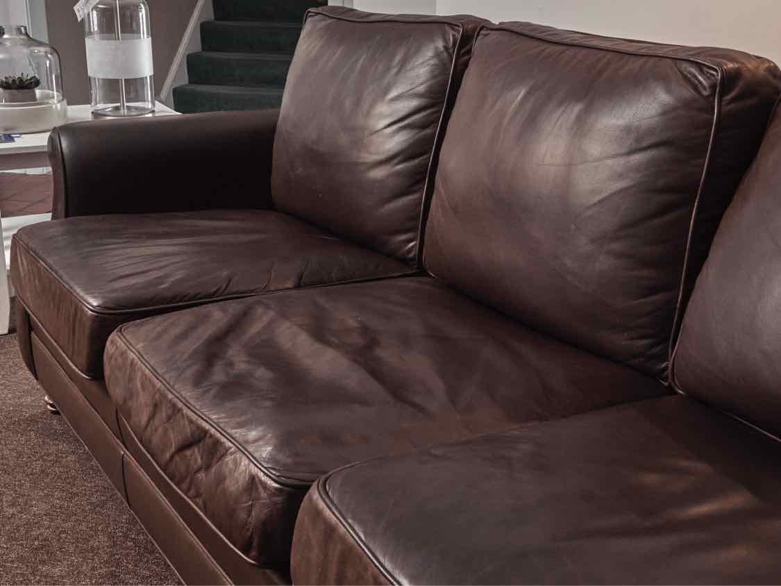 Leather 3 Cushion Sofa In Dark Chocolate