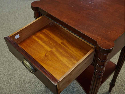 Mahogany Cookie Cutter Top 1 Drawer Nightstand with Column Sides