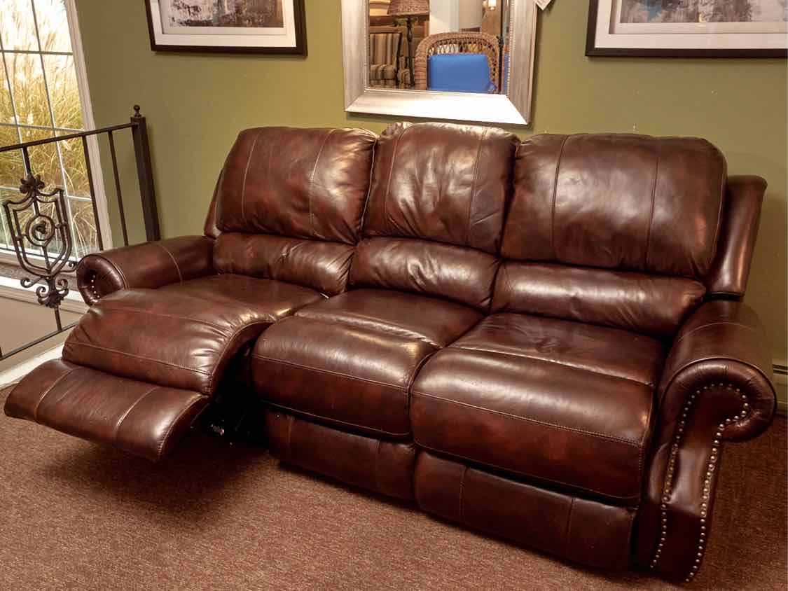Espresso Brown  Bonded Leather  3 Cushion 2  Seat Power Recliner