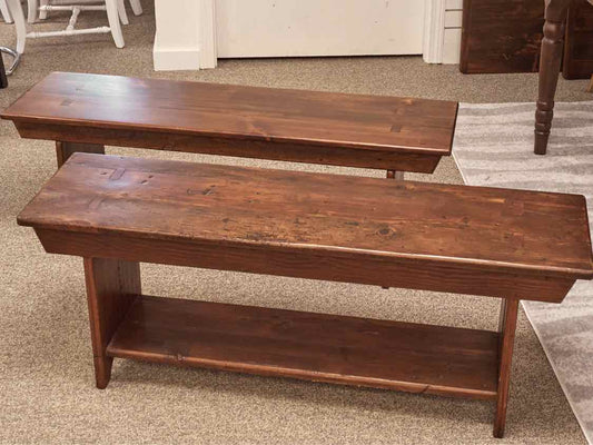 Pair of Amish Style Benches with Lower Shelf