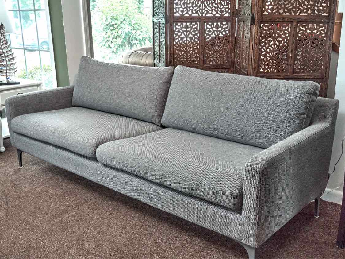 All Modern 2 Cushion Salt & Pepper Upholstered Sofa
