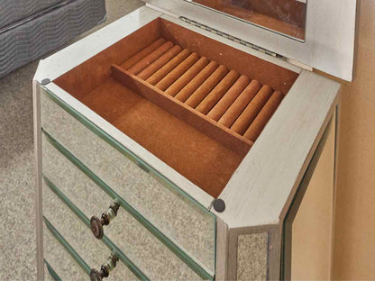 Mirrored Lift Top Jewlery Chest