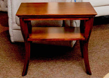 Dark Stained Walnut Side Table With Lower Shelf