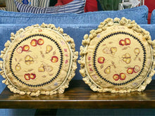 Pair Of Round Needlepoint Accent Pillows