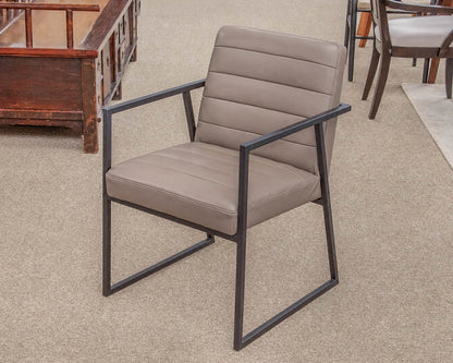 Pair of Crate & Barrel 'Channel Grey' Leather Armchairs