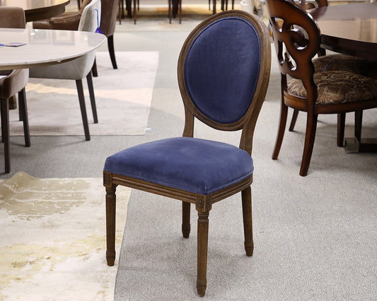 Set of 6 Restoration Hardware Blue Velvet Dining Chairs