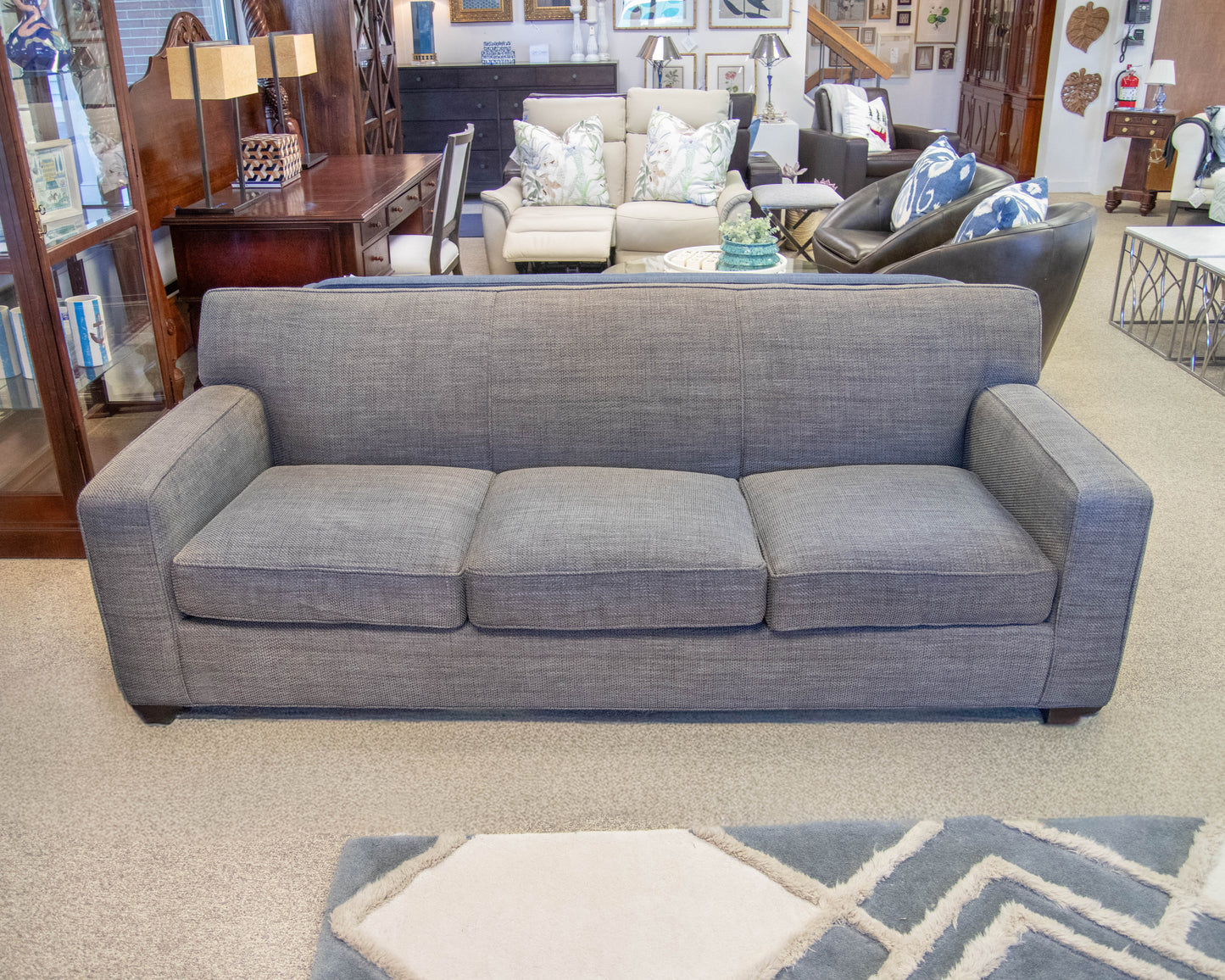 Crate & Barrel Cameron 89" Track Arm Sofa in Grey Tweed