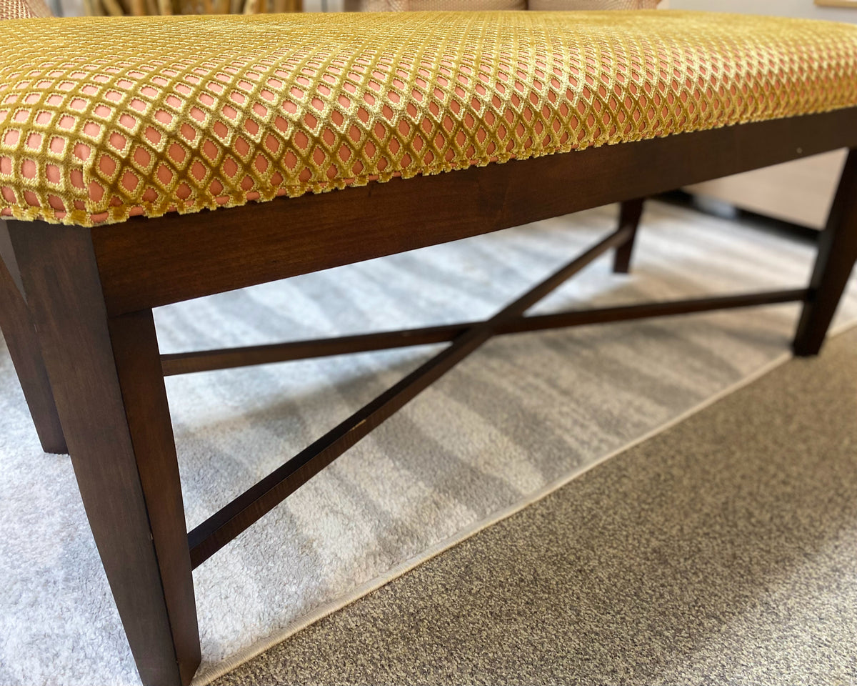 Duralee Milan Modern Bench Green and Pink Upholstery