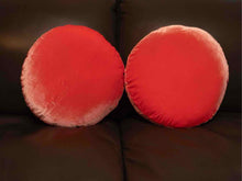 Pair Of Custom  Round Vibrant Tangerine Pink Velvet Accent Pillows