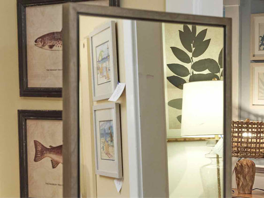 Crate & Barrel Standing Cheval Mirror In Pewter Gray Finish