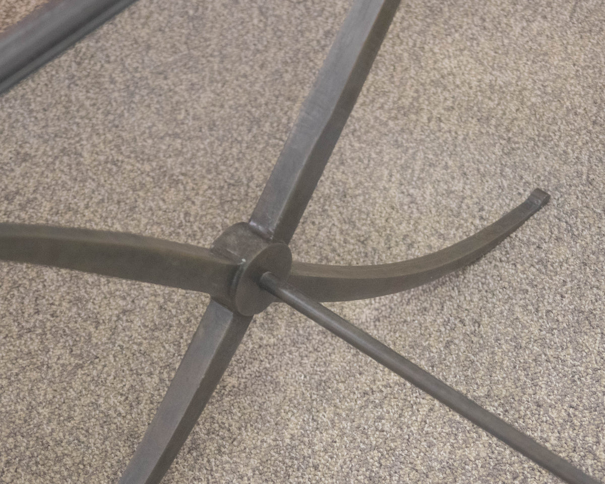 Barbara Barry for Baker Glass Top Cocktail Table With Iron Base