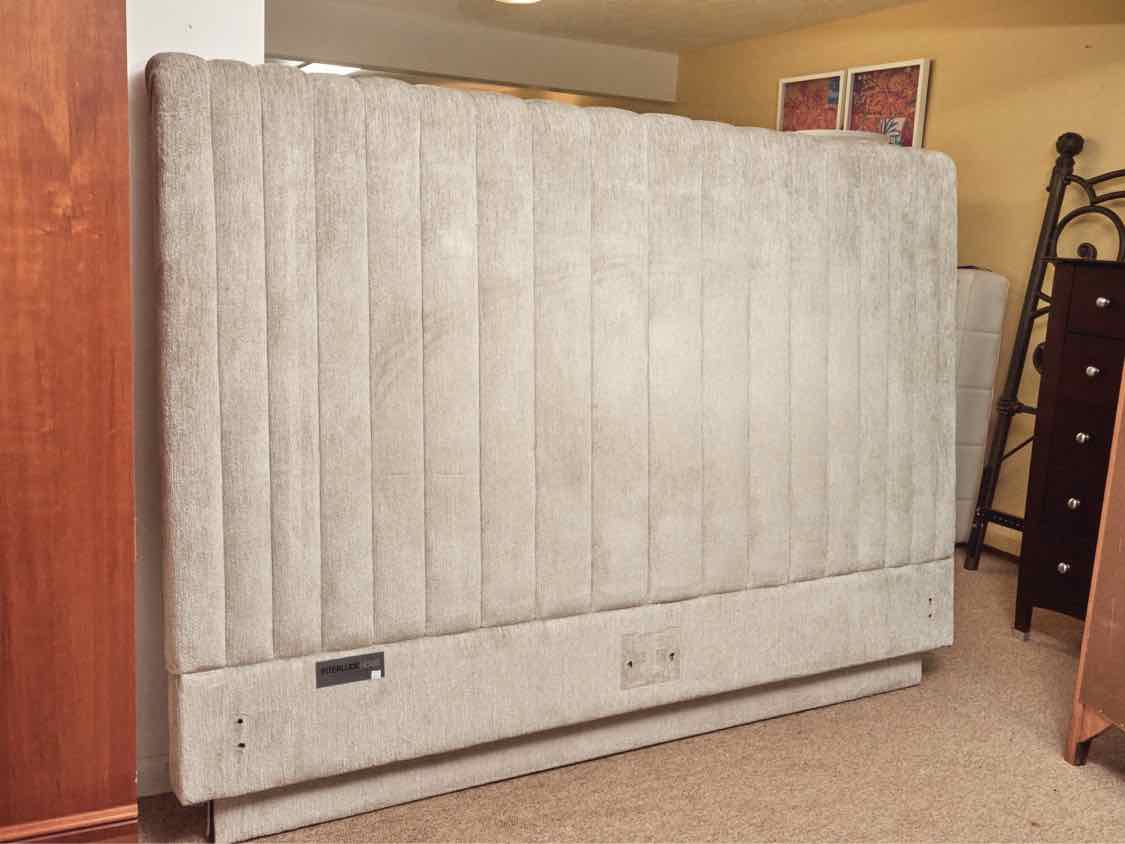 Interlude Home Custom Channel Back Upholstered Sliver Gray  King Bed