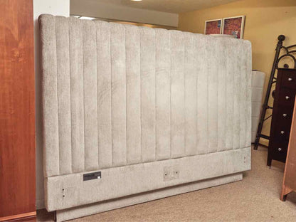 Interlude Home Custom Channel Back Upholstered Sliver Gray  King Bed
