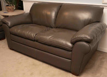 Grey Leather 2 Cushion Loveseat