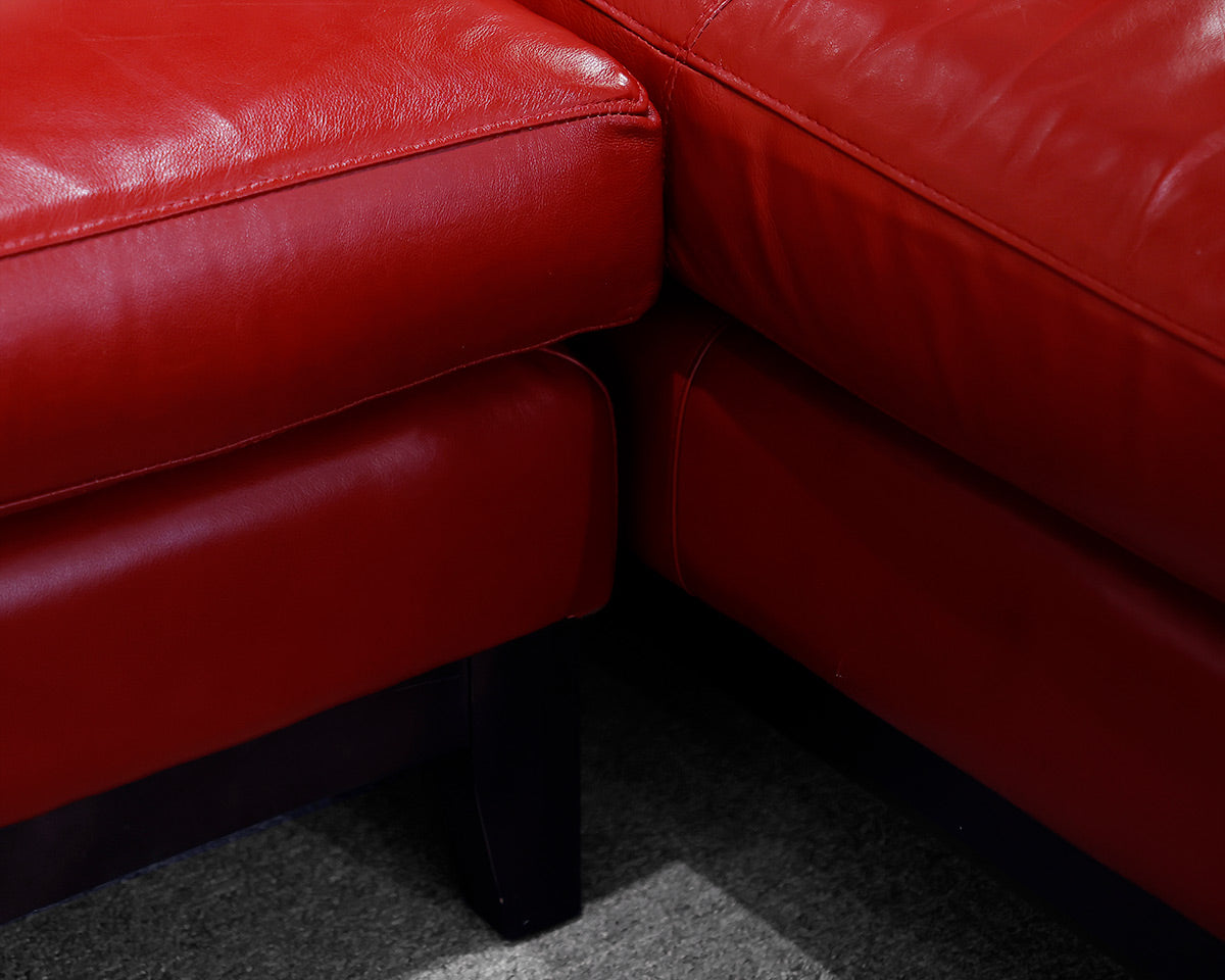 Custom Arhaus Red Leather Sectional