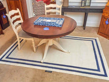 Ralph Lauren 100% Wool Area Rug in Ivory with Navy Blue Trim