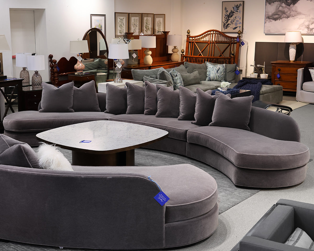 Bright Furniture 3-Piece Curved Sectional in Grey Mohair