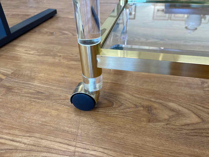 Acrylic and Brass Two-Tier Bar Cart