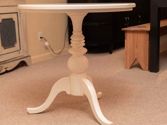 Stanley  Ivory Finish Pedestal Accent Table