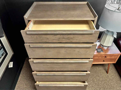 Crate & Barrel Tate 32" 5-Drawer Tall Dresser in Light Stone Finish