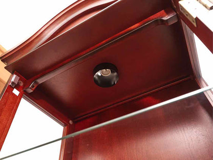 Cherry Display Lighted Cabinet with 5 Glass Shelves