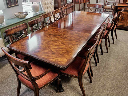 Hickory & White Regency Style Mahogany Dining Table (w/Pads) & Set of 12 Chairs