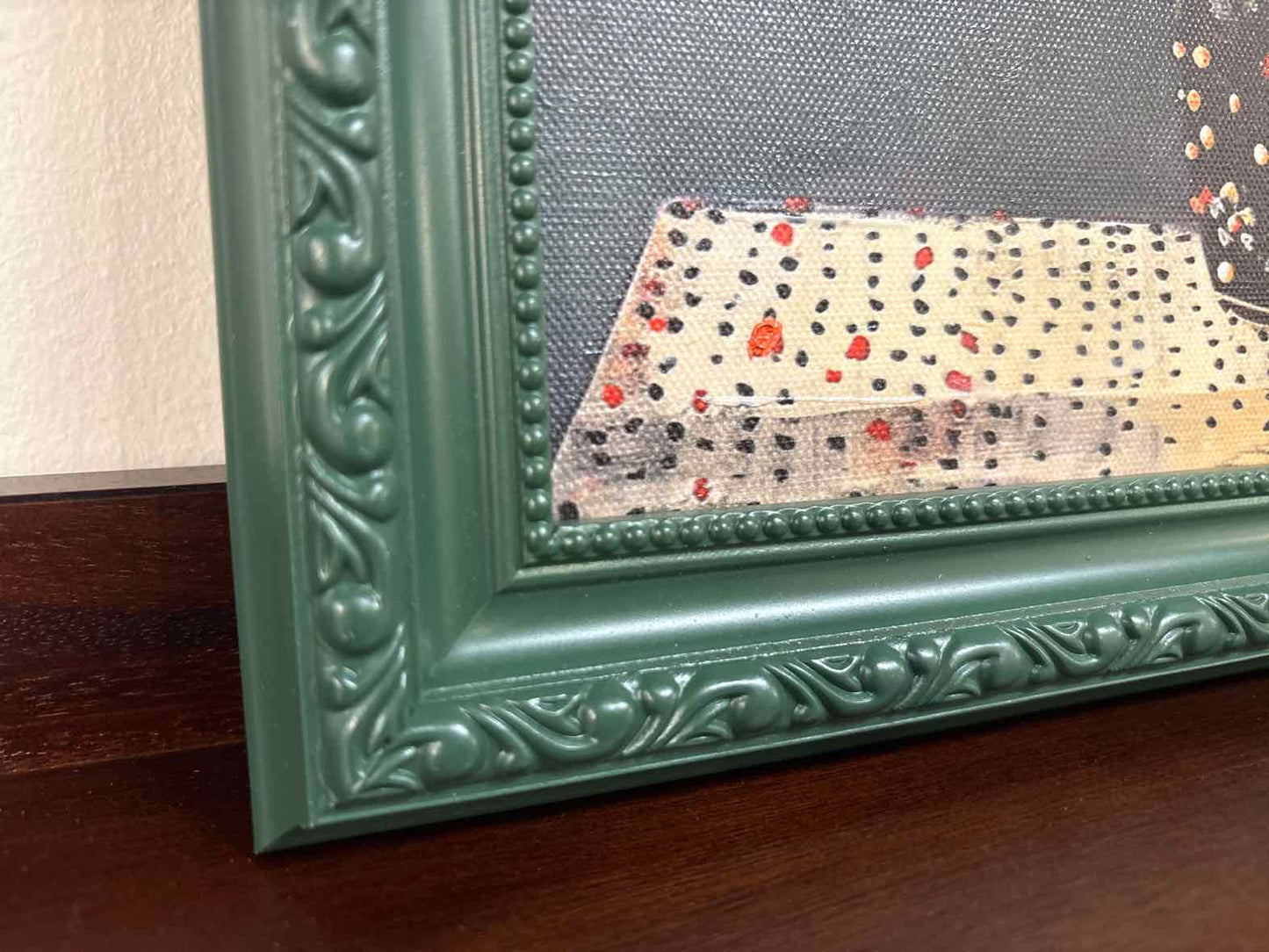 Green Framed Still Life Painting