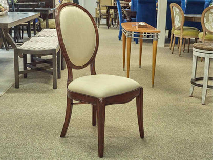 Set of 6 Jonathan Charles  Balloon Back Dining Chairs in Ivory Linen Upholstery