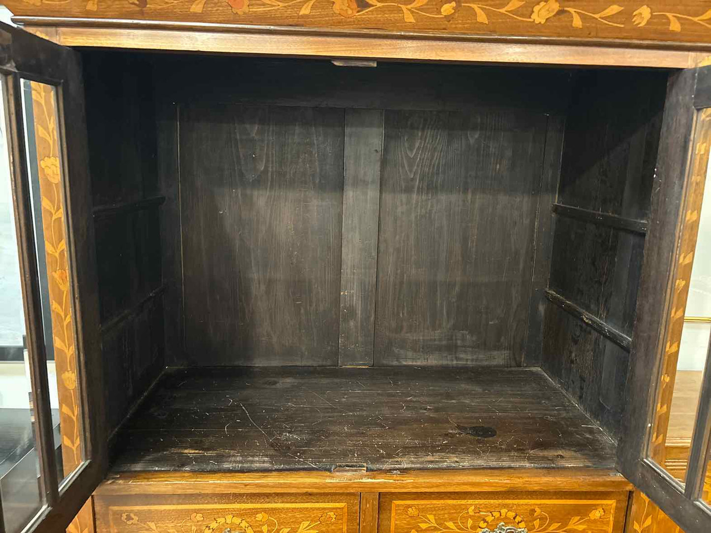 Antique Biedermeier 2-Piece Inlaid Cabinet