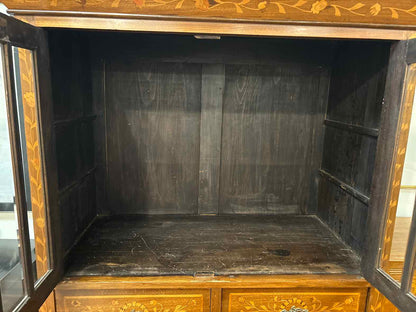 Antique Biedermeier 2-Piece Inlaid Cabinet