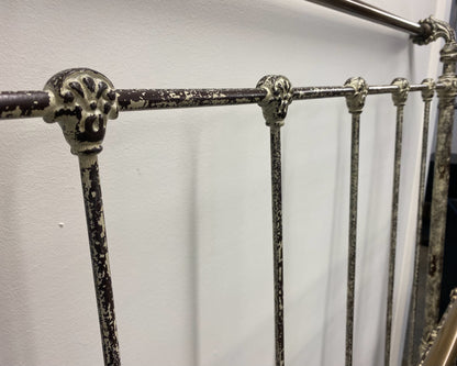 Domain French King Iron Sleigh Bed in Brass Finish with Scrolled Finials