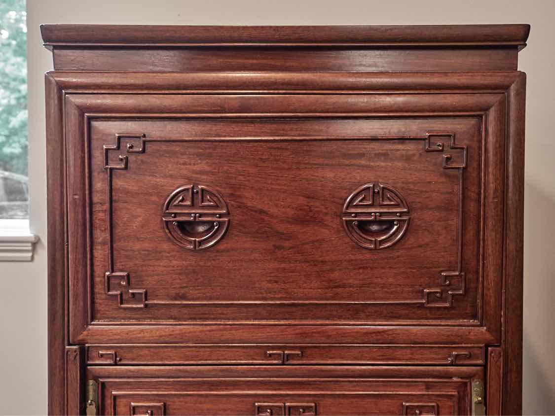 Asian Style Four Drawer Accent Chest in Cherry