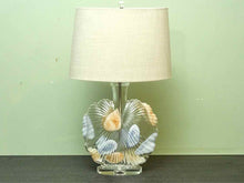 'Fossil'  Glass Table Lamp With Solid Crystal Base & Linen Shade