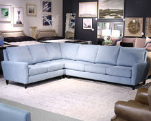 American Leather 3-Piece Sectional in Light Blue Microfiber on Black Legs