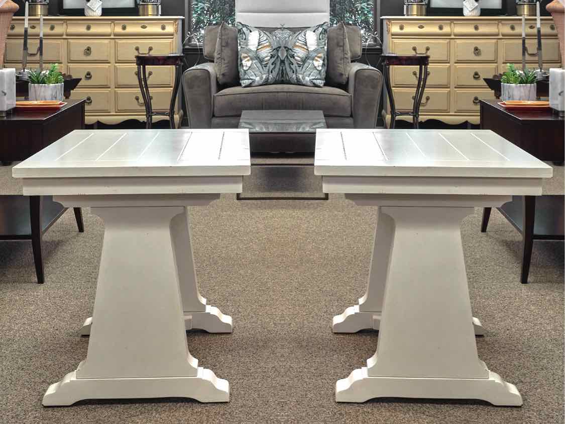 Pair of White Plank Top Side Tables