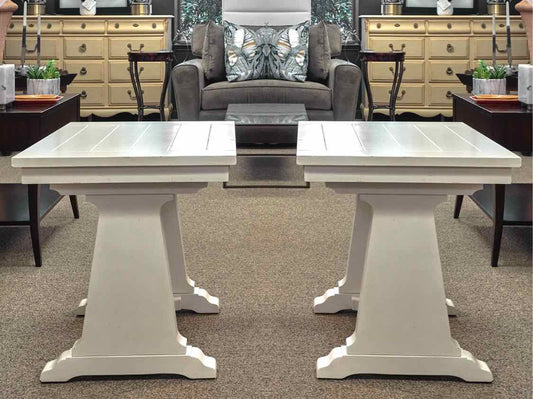 Pair of White Plank Top Side Tables