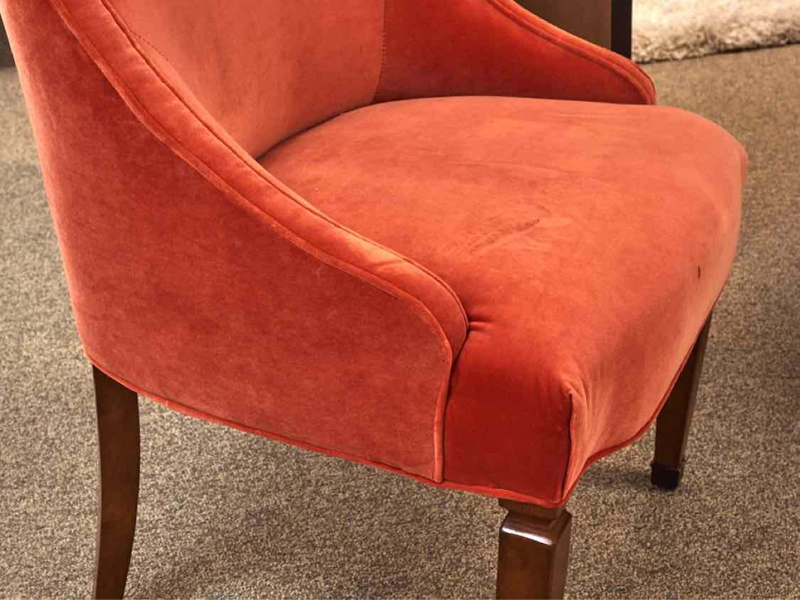 Pair of Host & Hostess Dark Coral Performance Velvet Dining Chairs