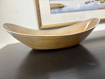 Asymmetrical Ceramic Bowl in Soft Orange Glaze
