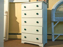 Off White Finish Green Finish Knobs 5 Drawer Chest