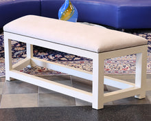White Upholstered Bench With Nailheads