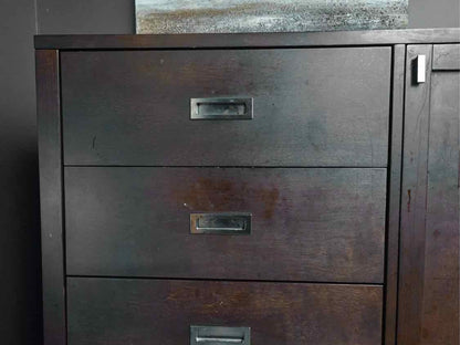 Crate & Barrel 5-Drawer Door Chest in Dark Finish with Campaign Pulls