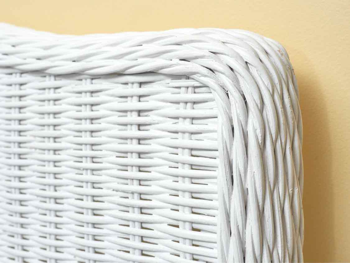 White Wicker Shell Accent King Headboard