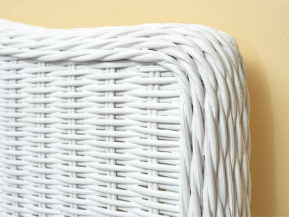 White Wicker Shell Accent King Headboard