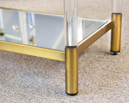Anthropologie 'Oscarine' Lucite & Brass Finish  Bookcase with 4 Glass Shelves