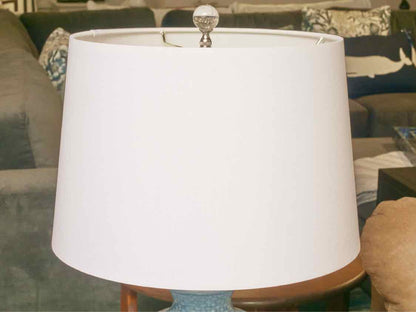 Porcelain Ice Blue Basket Off White Shade Table Lamp
