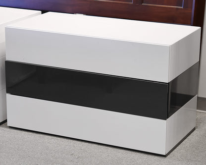 Three Drawer White Lacquer Nightstands